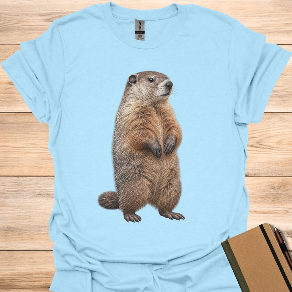 Groundhog Portrait - Light Blue