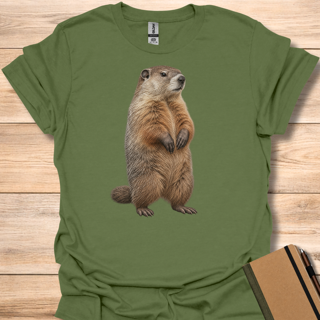 Groundhog Portrait - Military Green