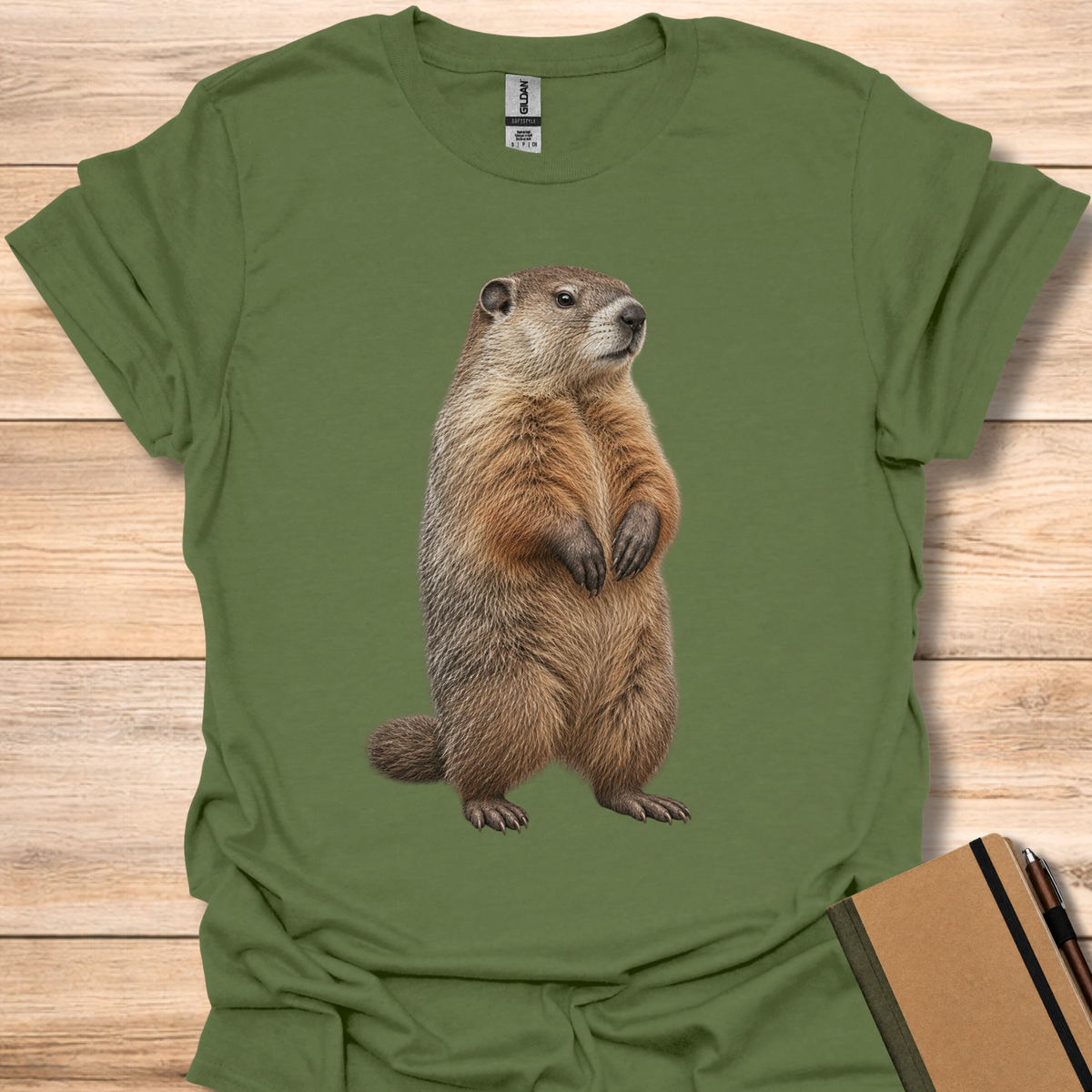 Groundhog Portrait - Military Green
