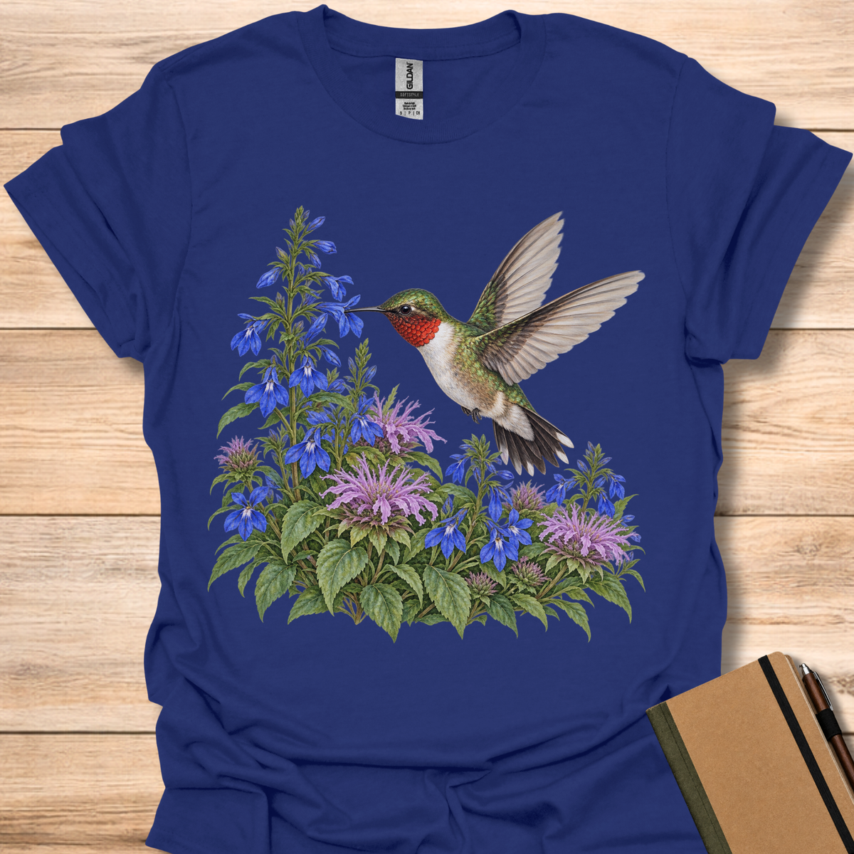 Hummingbird At Blue Lobelia - Navy