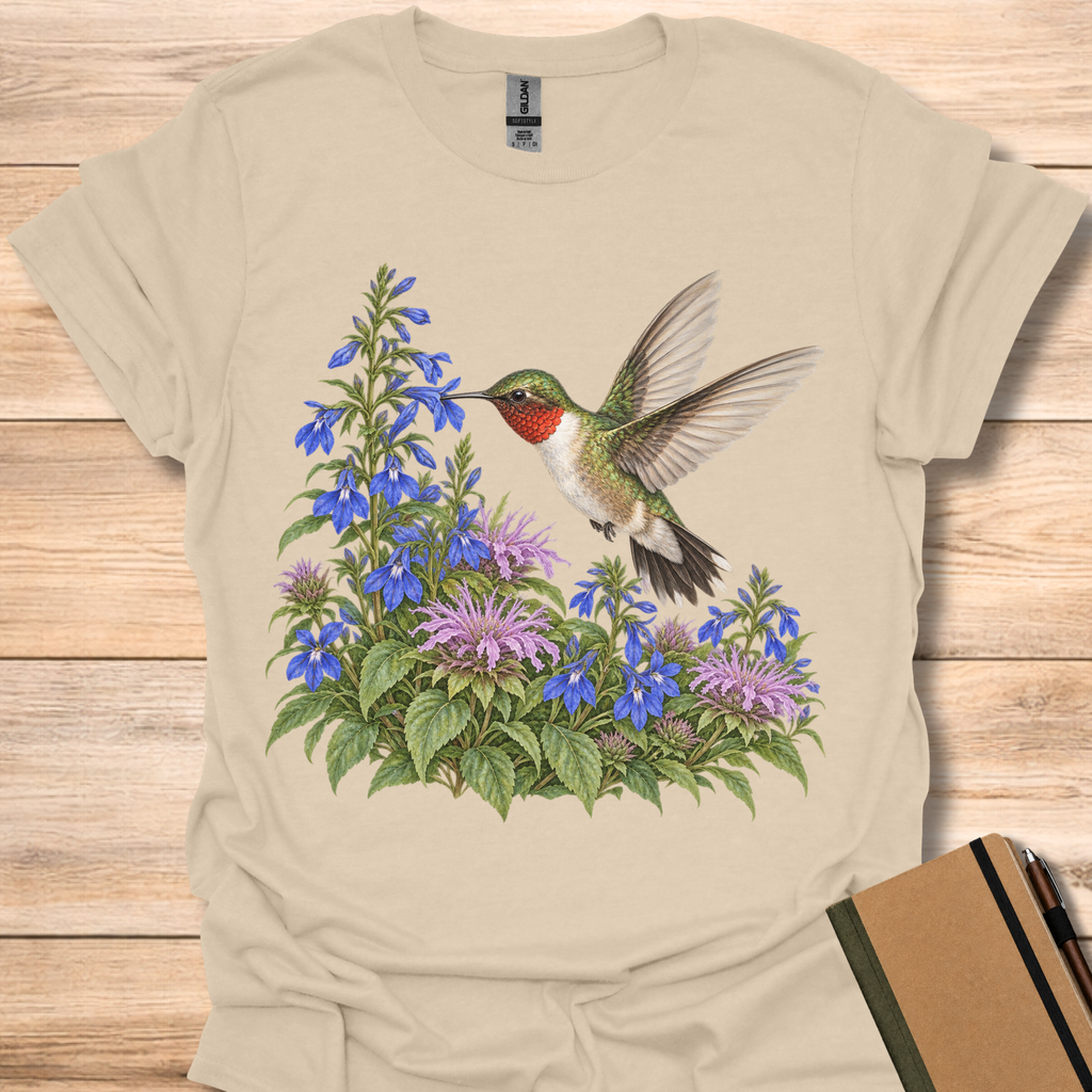 Hummingbird At Blue Lobelia - Sand