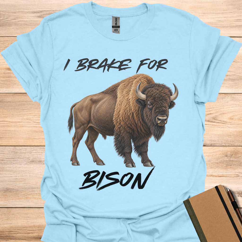 I Brake For Bison - Light Blue
