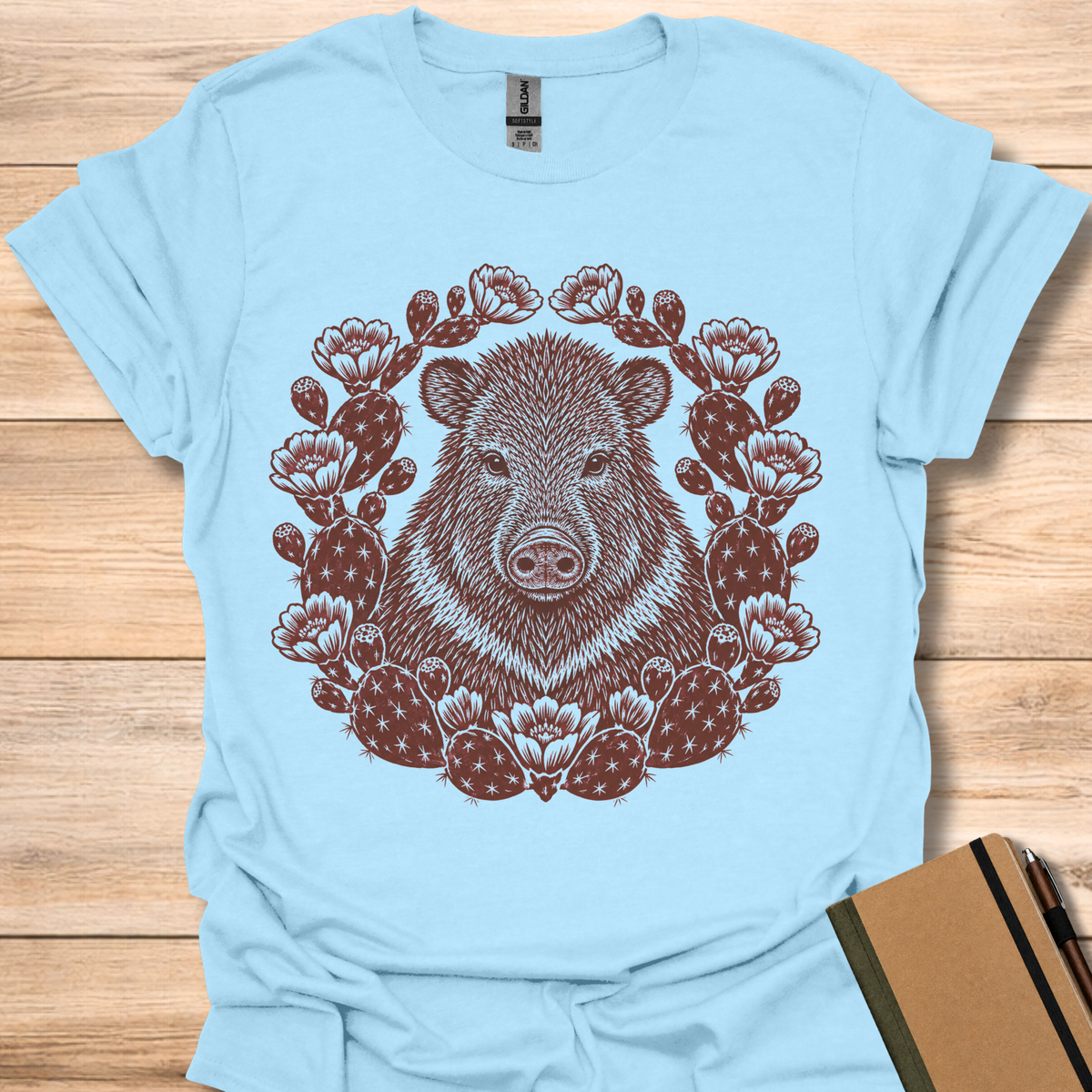 Javelina Block Print - Light Blue