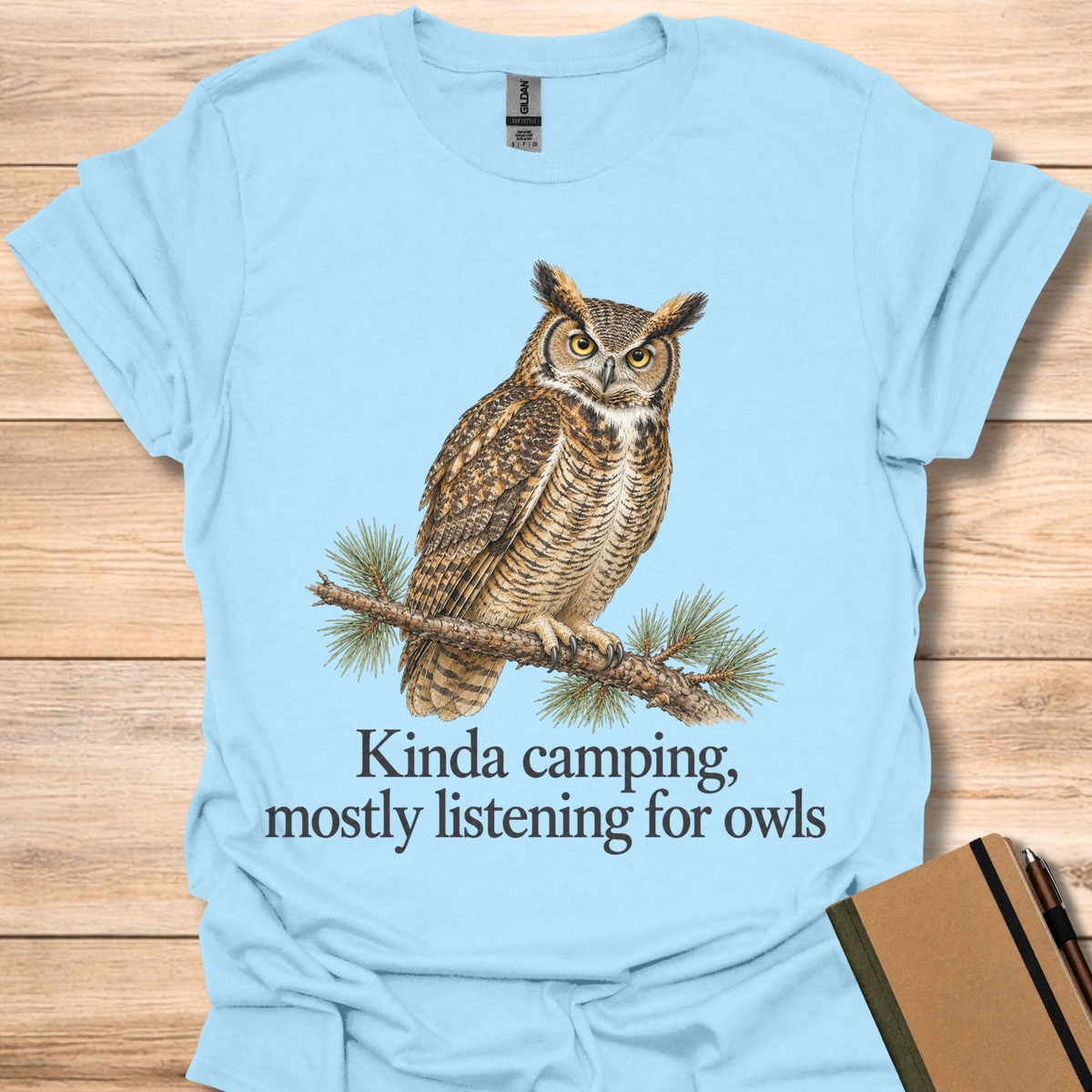 Kinda Camping, Mostly Listening For Owls - Light Blue