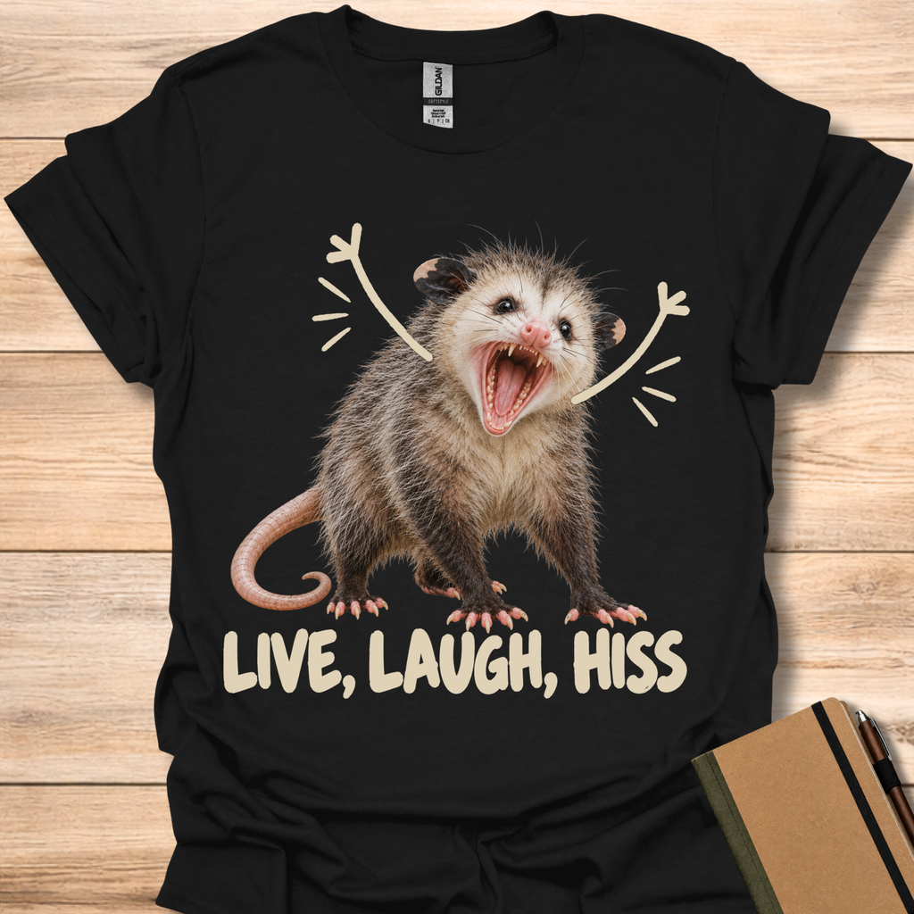 Live, Laugh, Hiss Opossum - Black