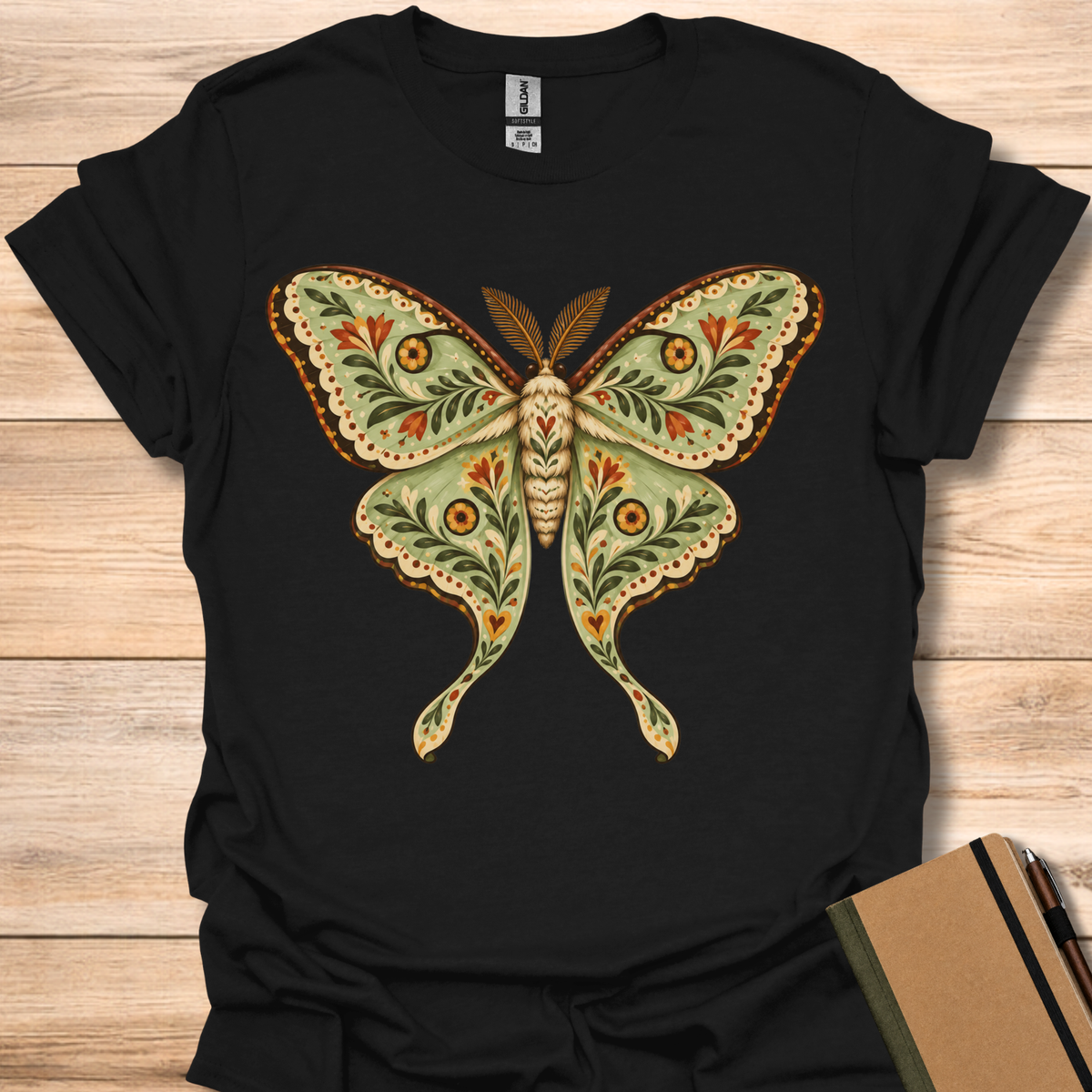 Luna Moth Folk Art - Black