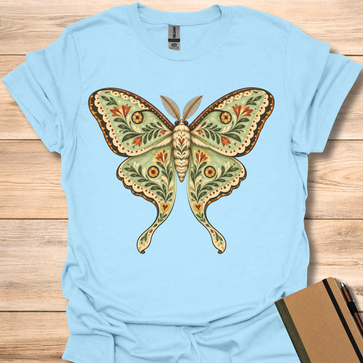 Luna Moth Folk Art - Light Blue