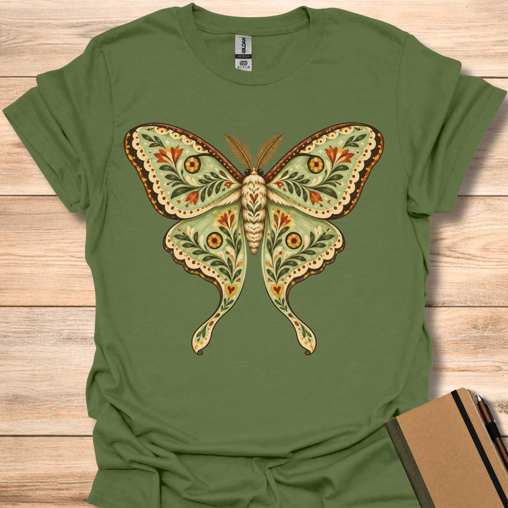 Luna Moth Folk Art - Military Green