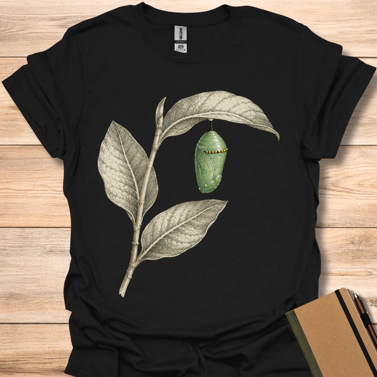Monarch Chrysalis On Milkweed - Black