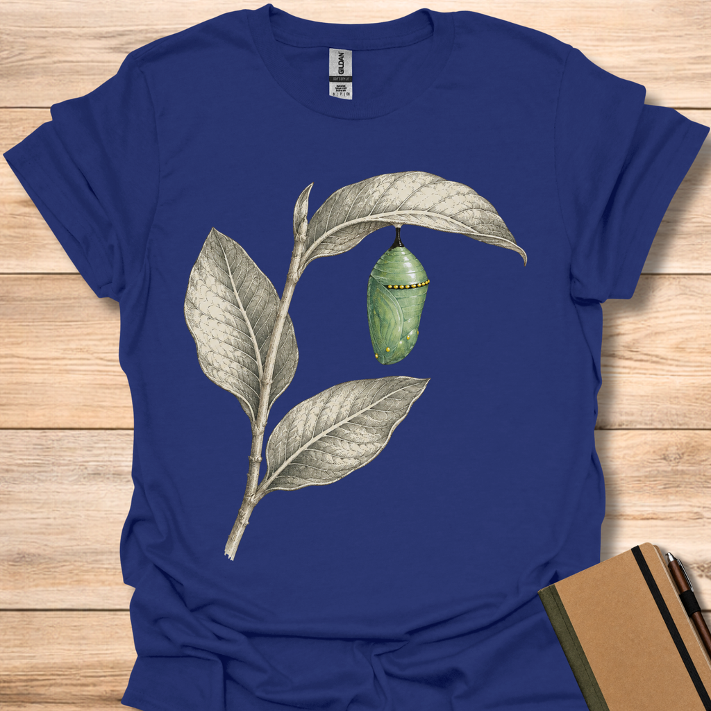 Monarch Chrysalis On Milkweed - Navy