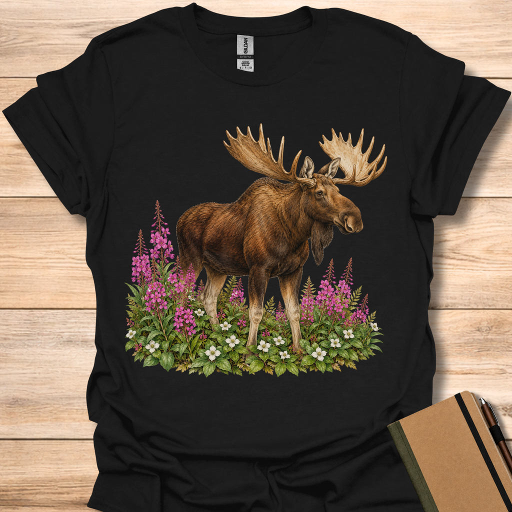 Moose In Fireweed - Black