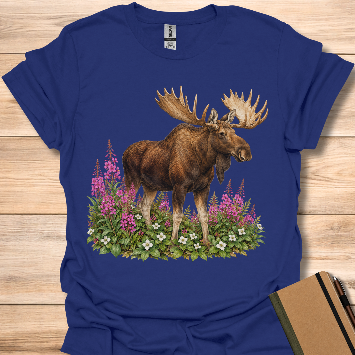 Moose In Fireweed - Navy