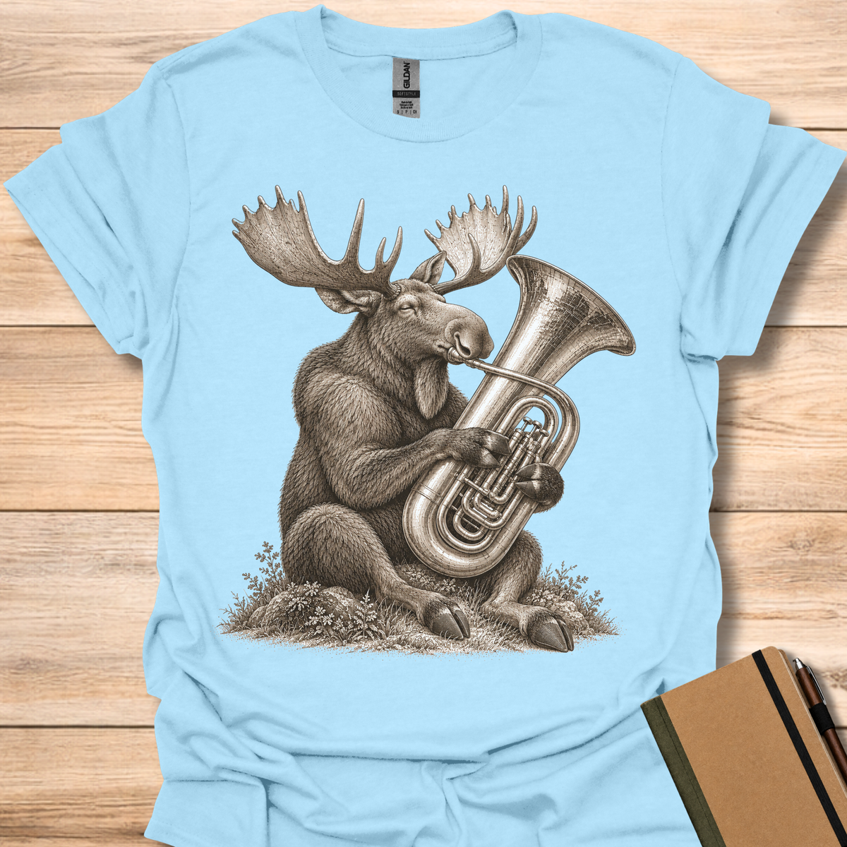 Moose On Tuba - Light Blue