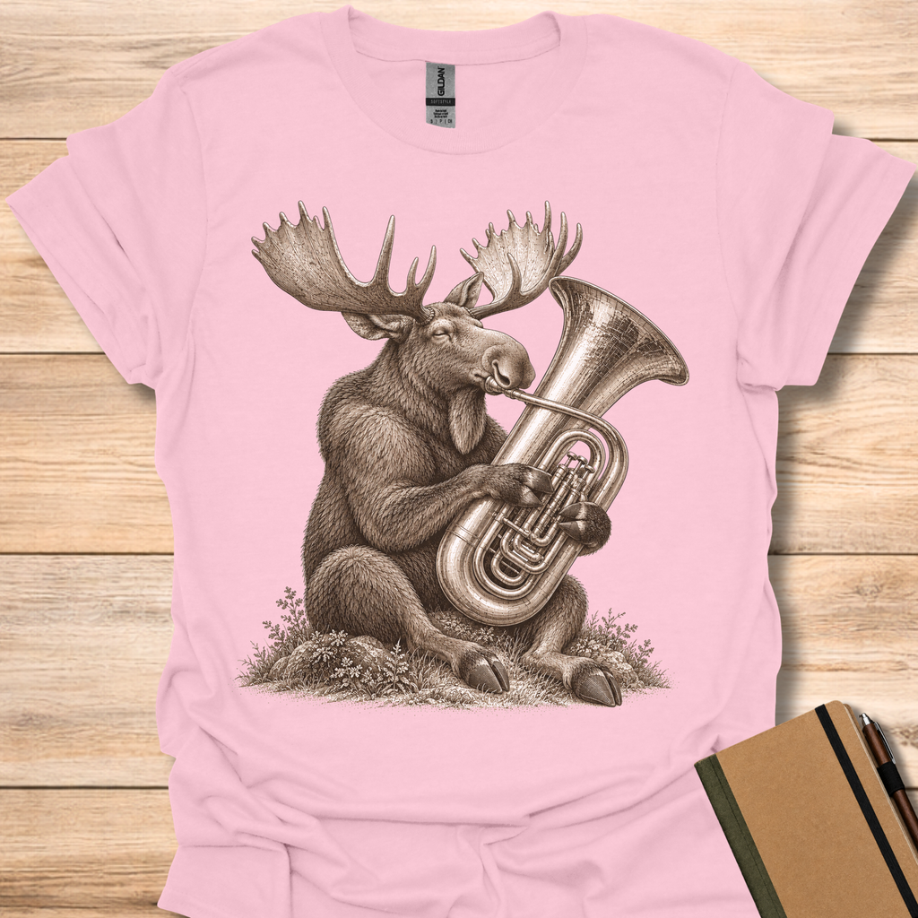 Moose On Tuba - Light Pink