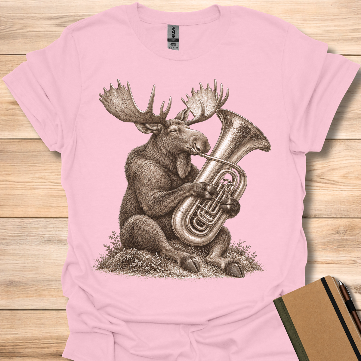 Moose On Tuba - Light Pink