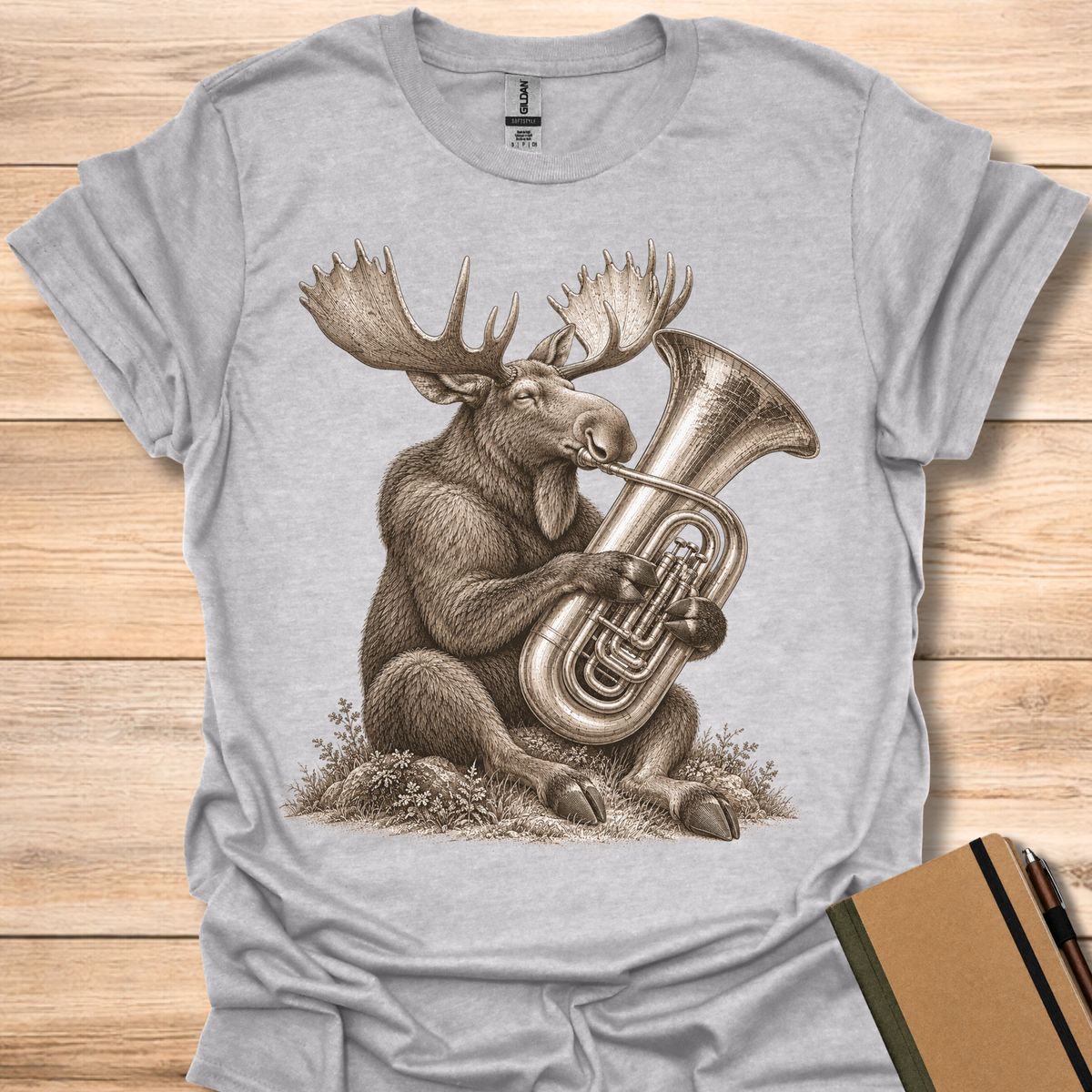 Moose On Tuba - Sport Grey