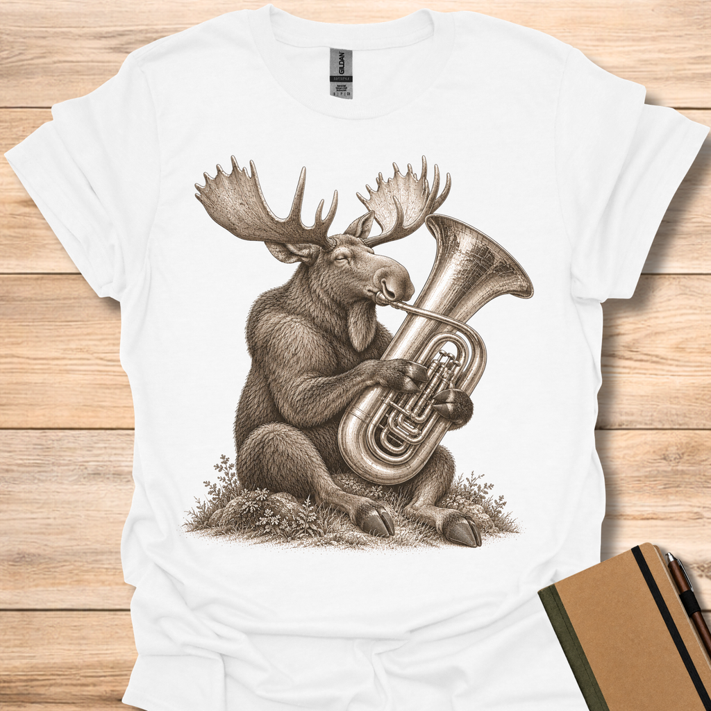 Moose On Tuba - White