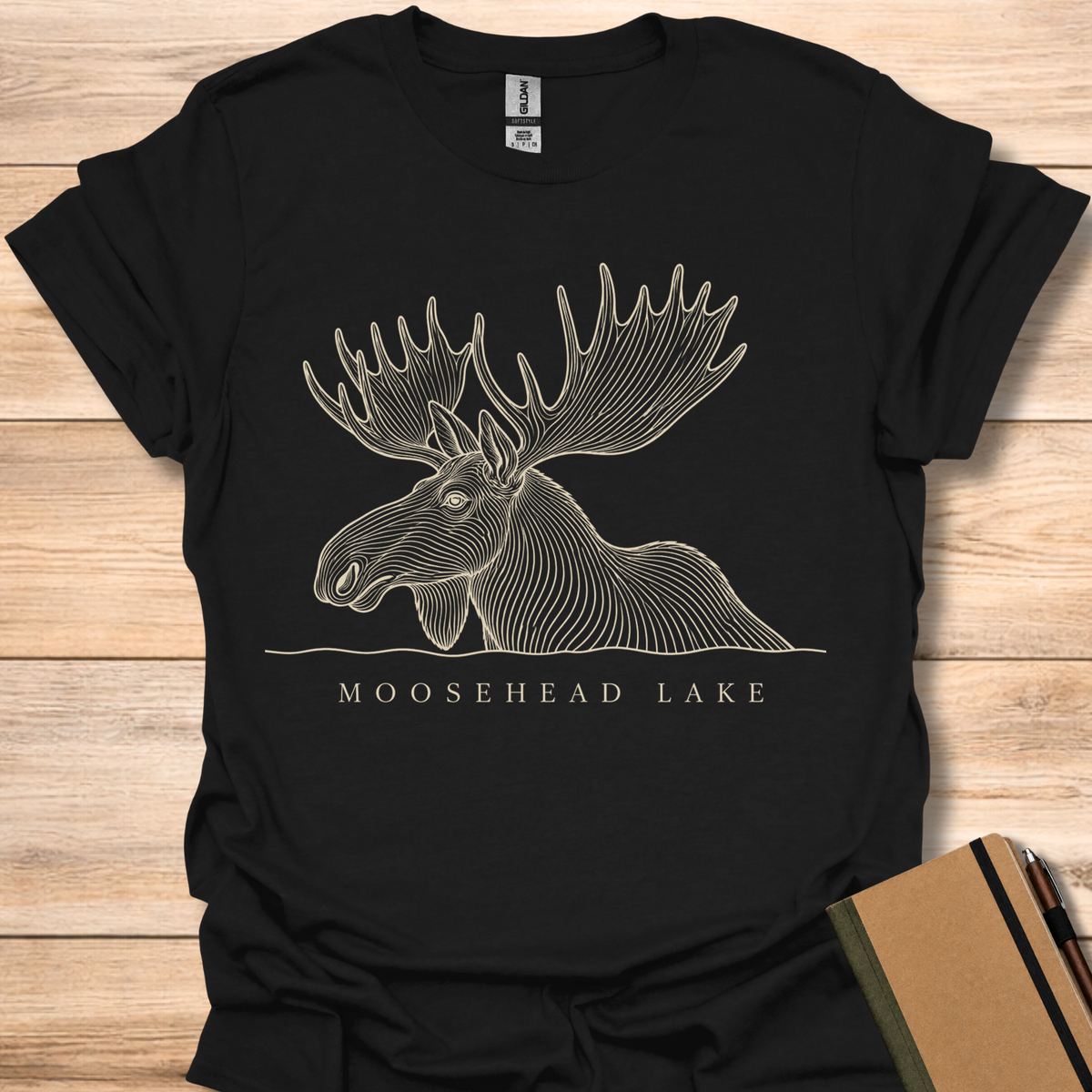 Moosehead Lake Moose Line Art - Black