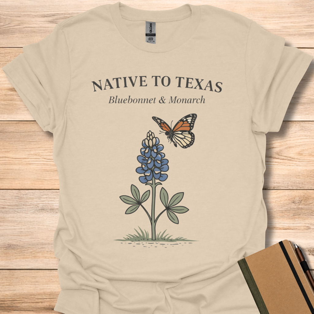 Native to Texas Bluebonnet & Monarch - Sand