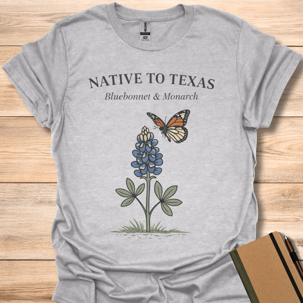 Native to Texas Bluebonnet & Monarch - Sport Grey