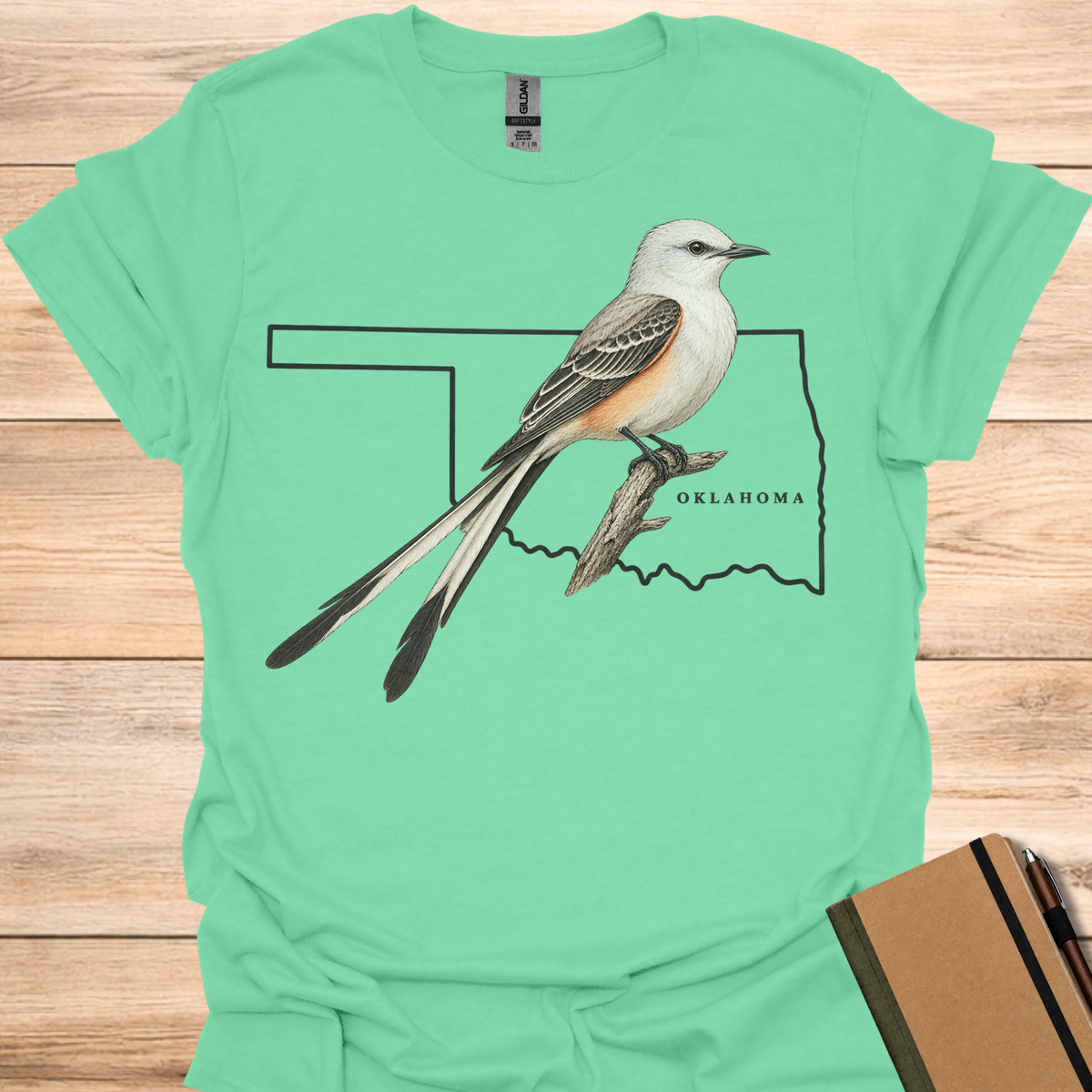 Oklahoma Scissor Tailed Flycatcher - Mint Green