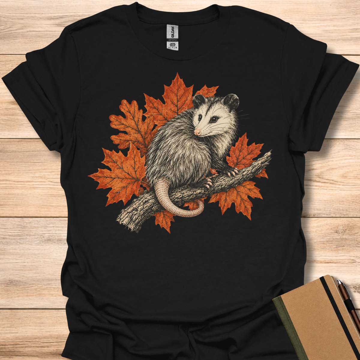 Opossum Autumn Leaves - Black
