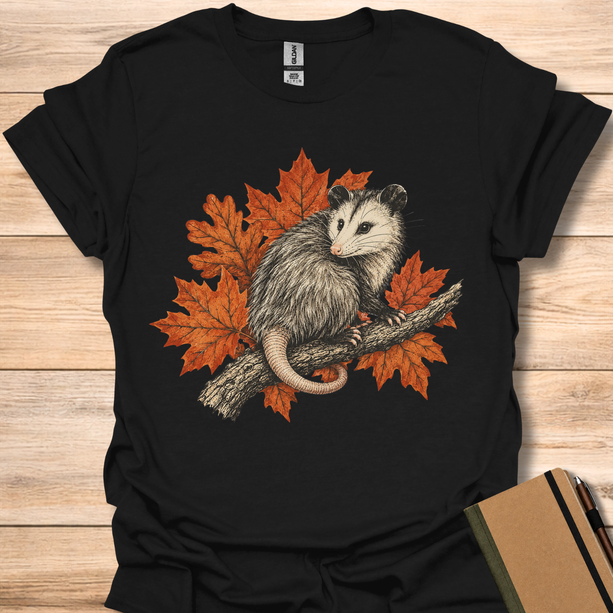 Opossum Autumn Leaves - Black