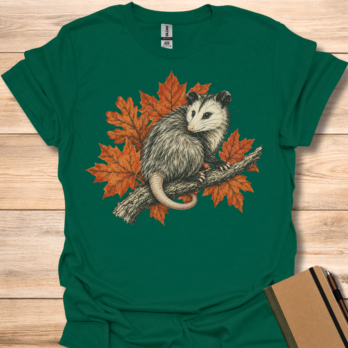 Opossum Autumn Leaves - Forest Green