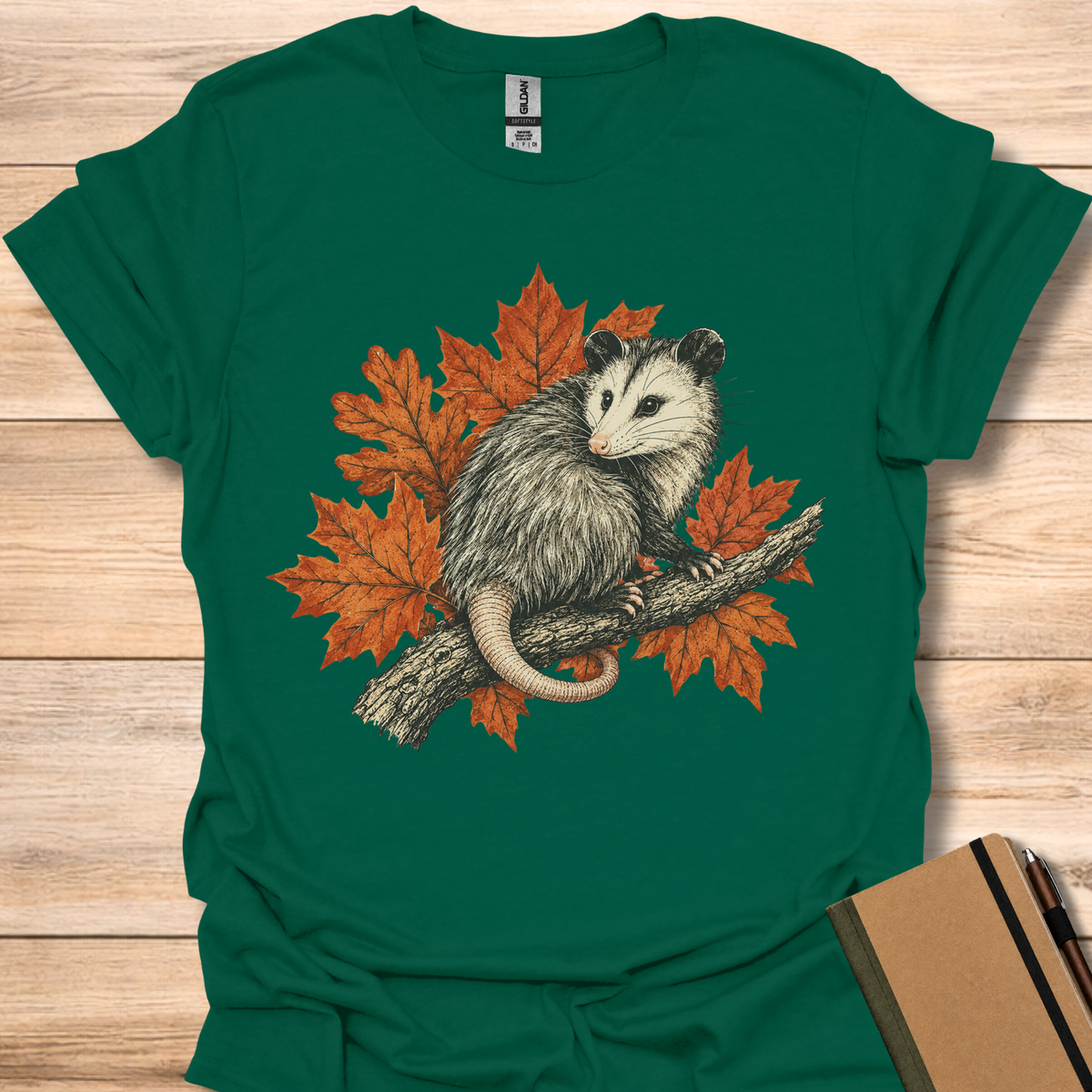 Opossum Autumn Leaves - Forest Green