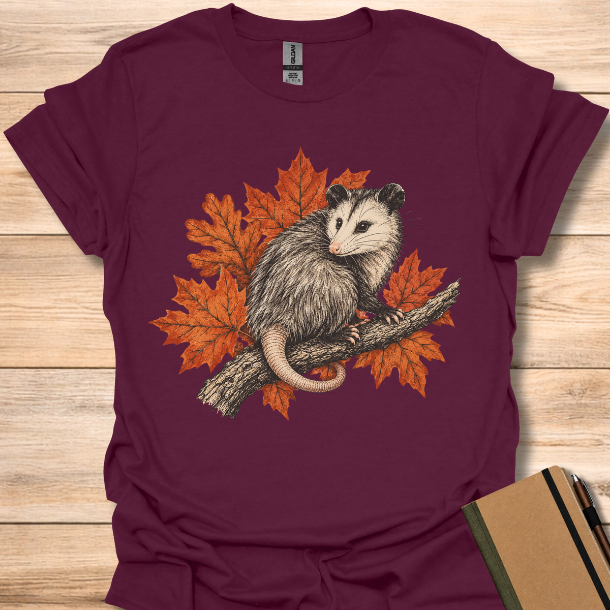 Opossum Autumn Leaves - Maroon