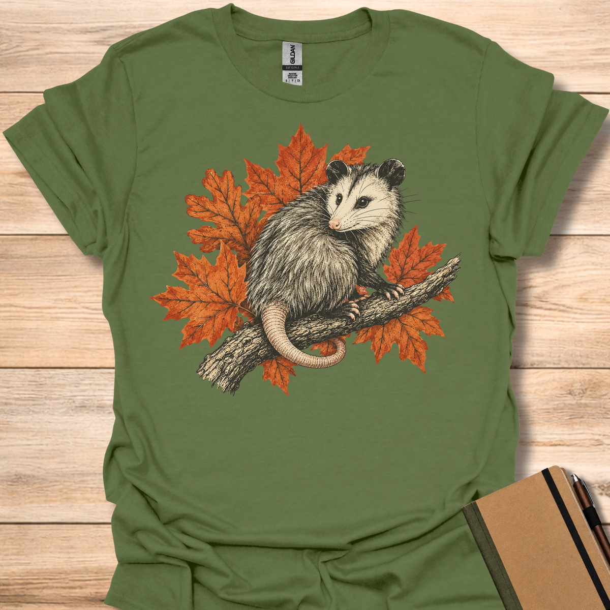 Opossum Autumn Leaves - Military Green