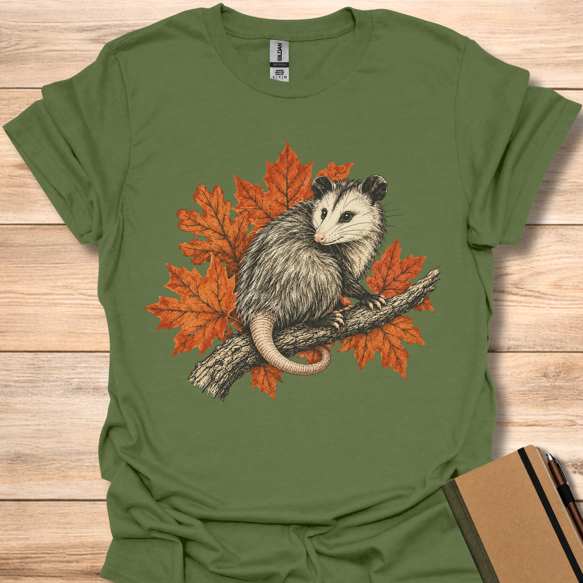 Opossum Autumn Leaves - Military Green