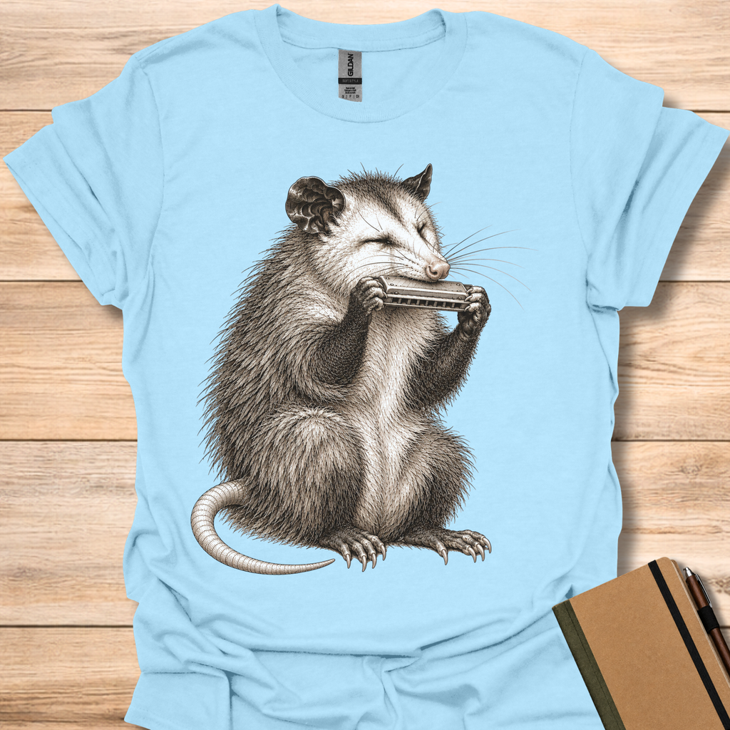 Opossum On Harmonica - Light Blue