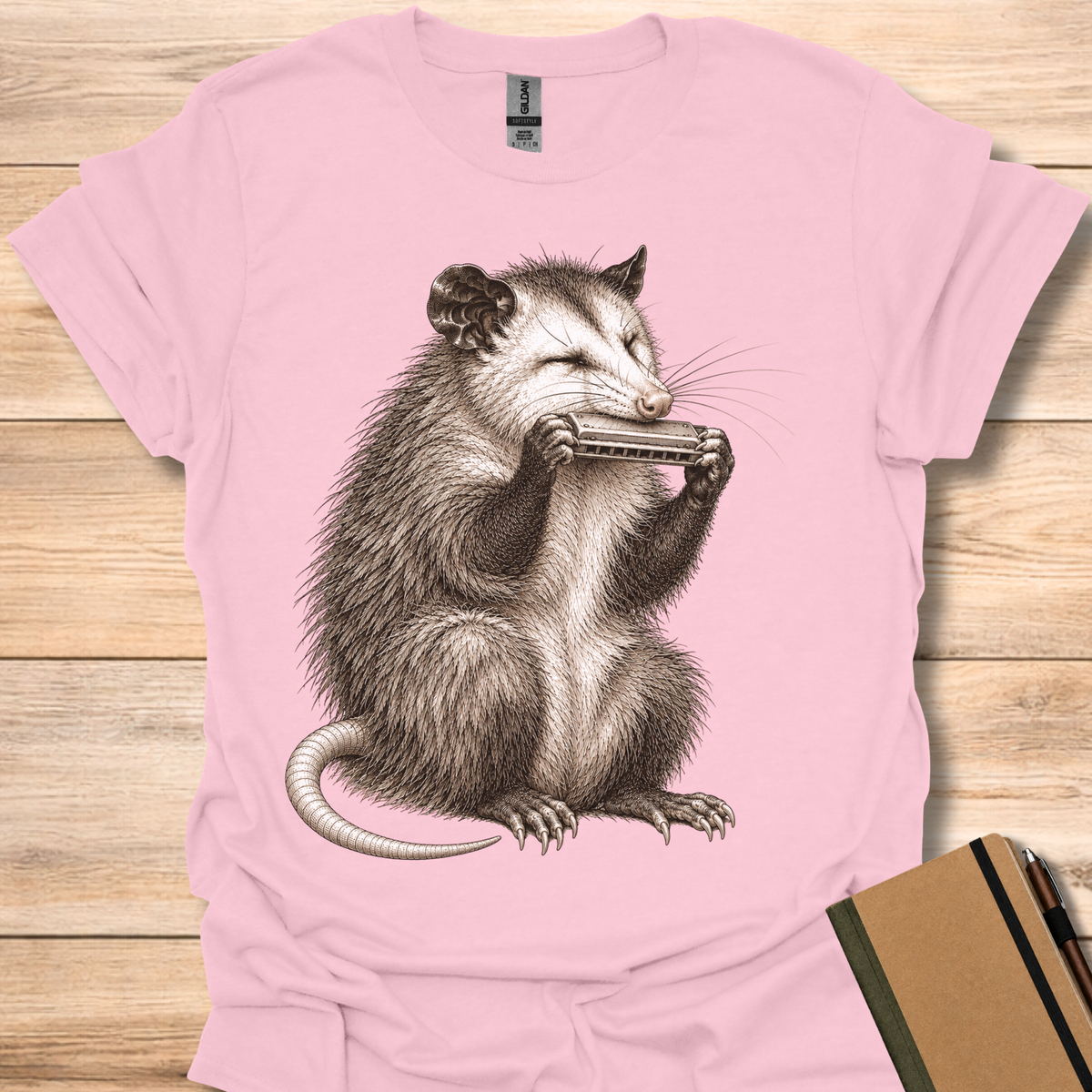 Opossum On Harmonica - Light Pink