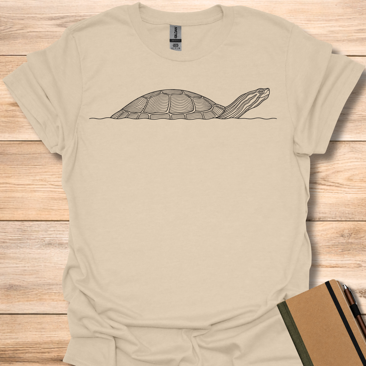 Painted Turtle Line Art - Sand