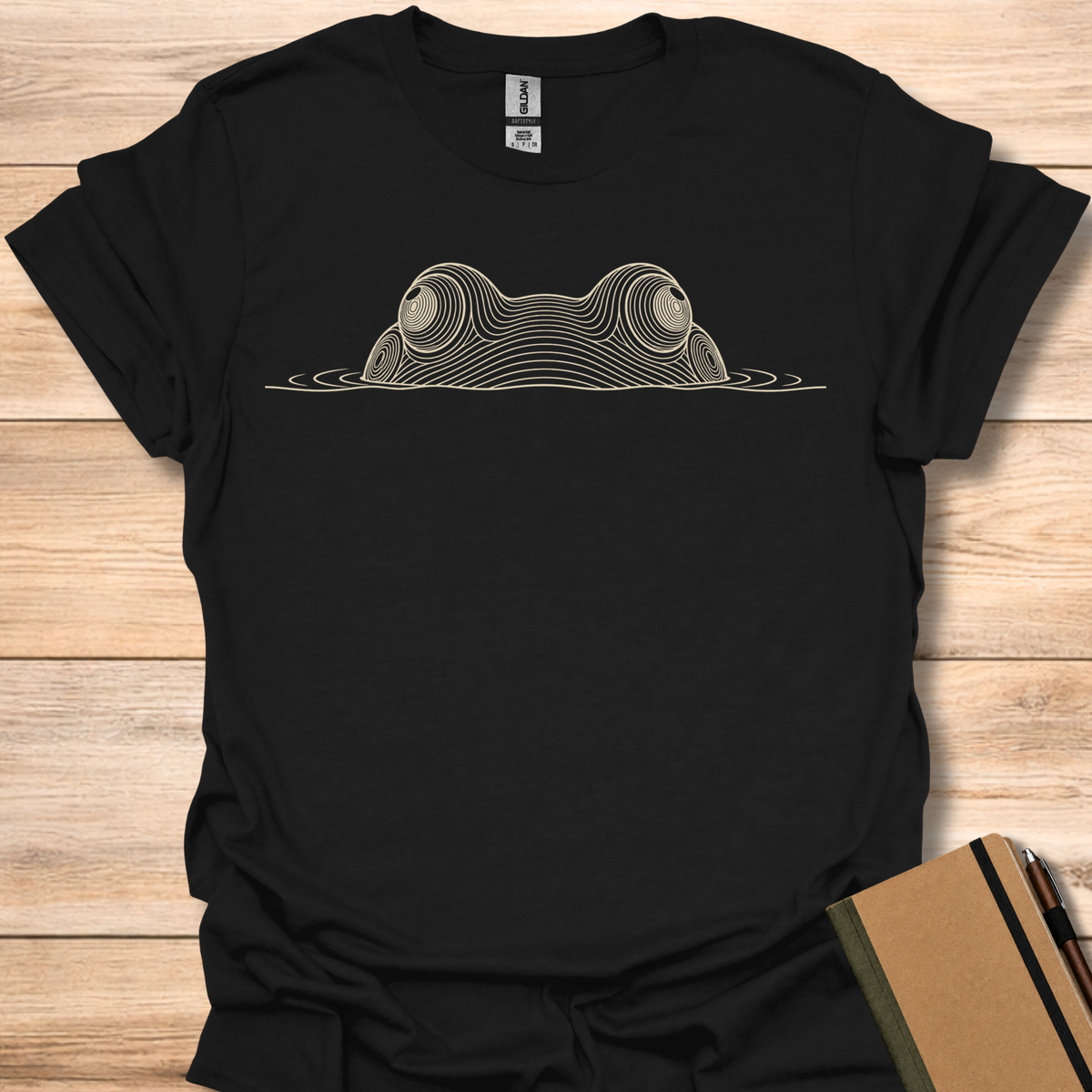 Peeking Frog Line Art - Black