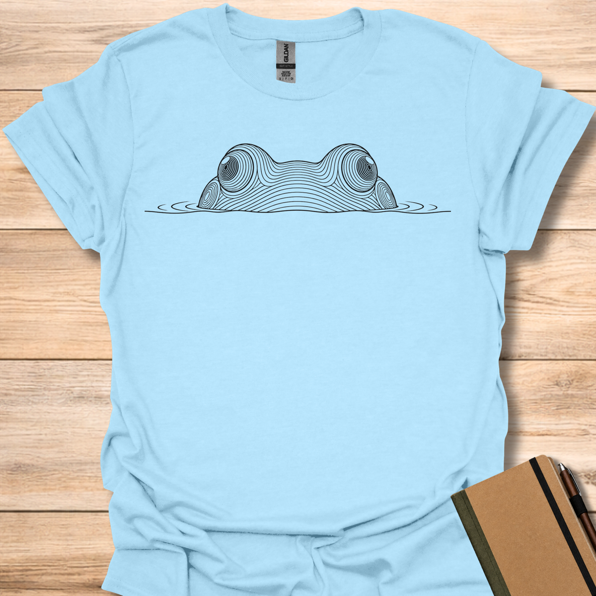Peeking Frog Line Art - Light Blue