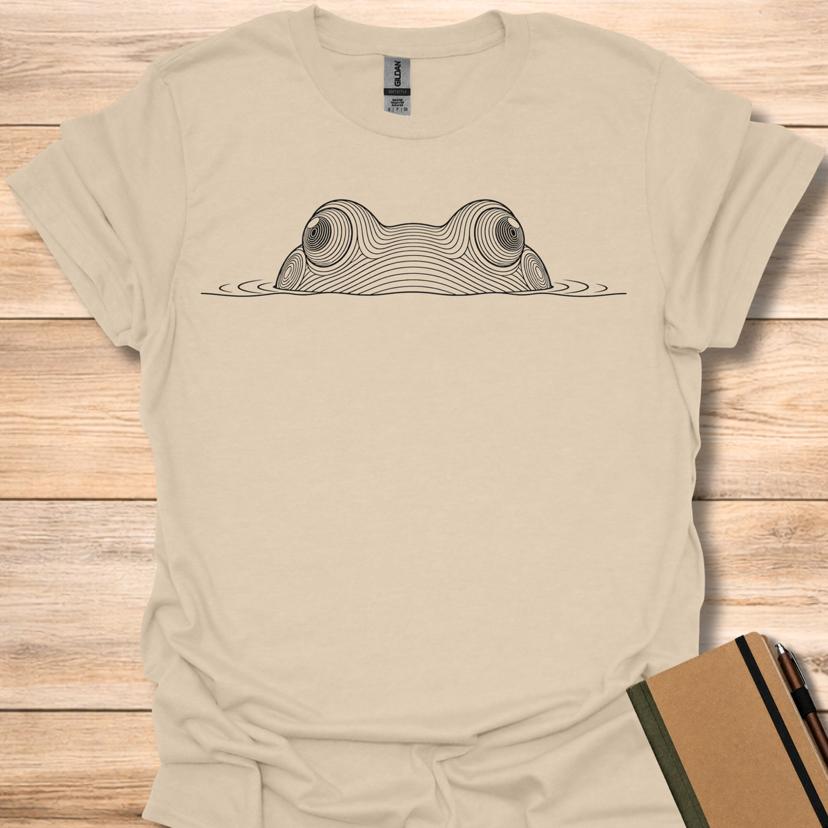 Peeking Frog Line Art - Sand