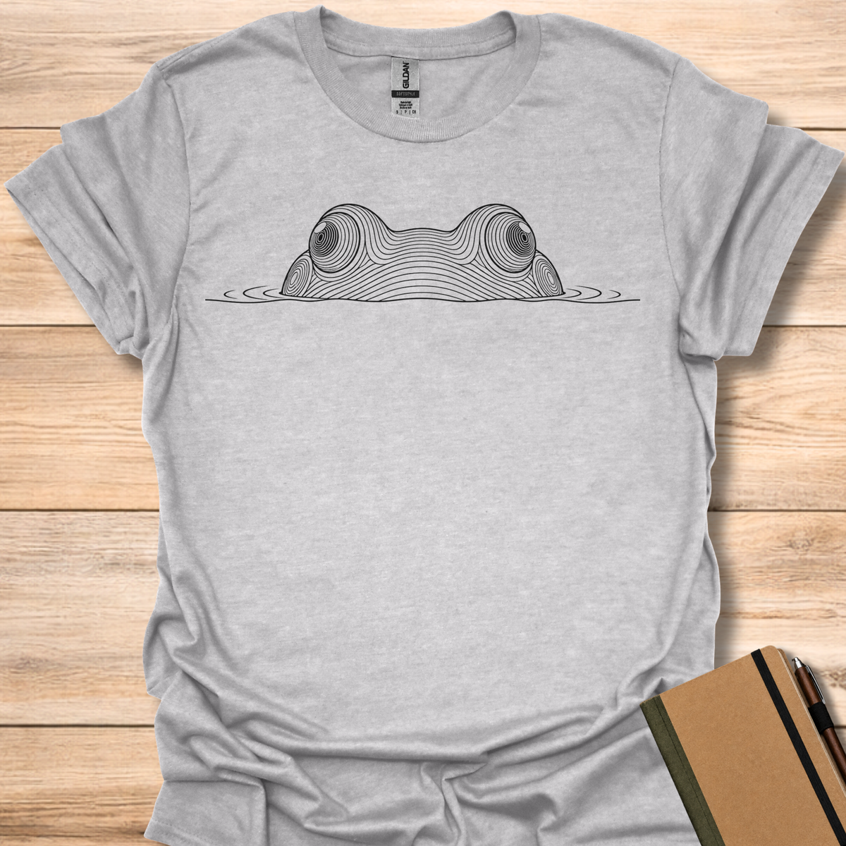Peeking Frog Line Art - Sport Grey