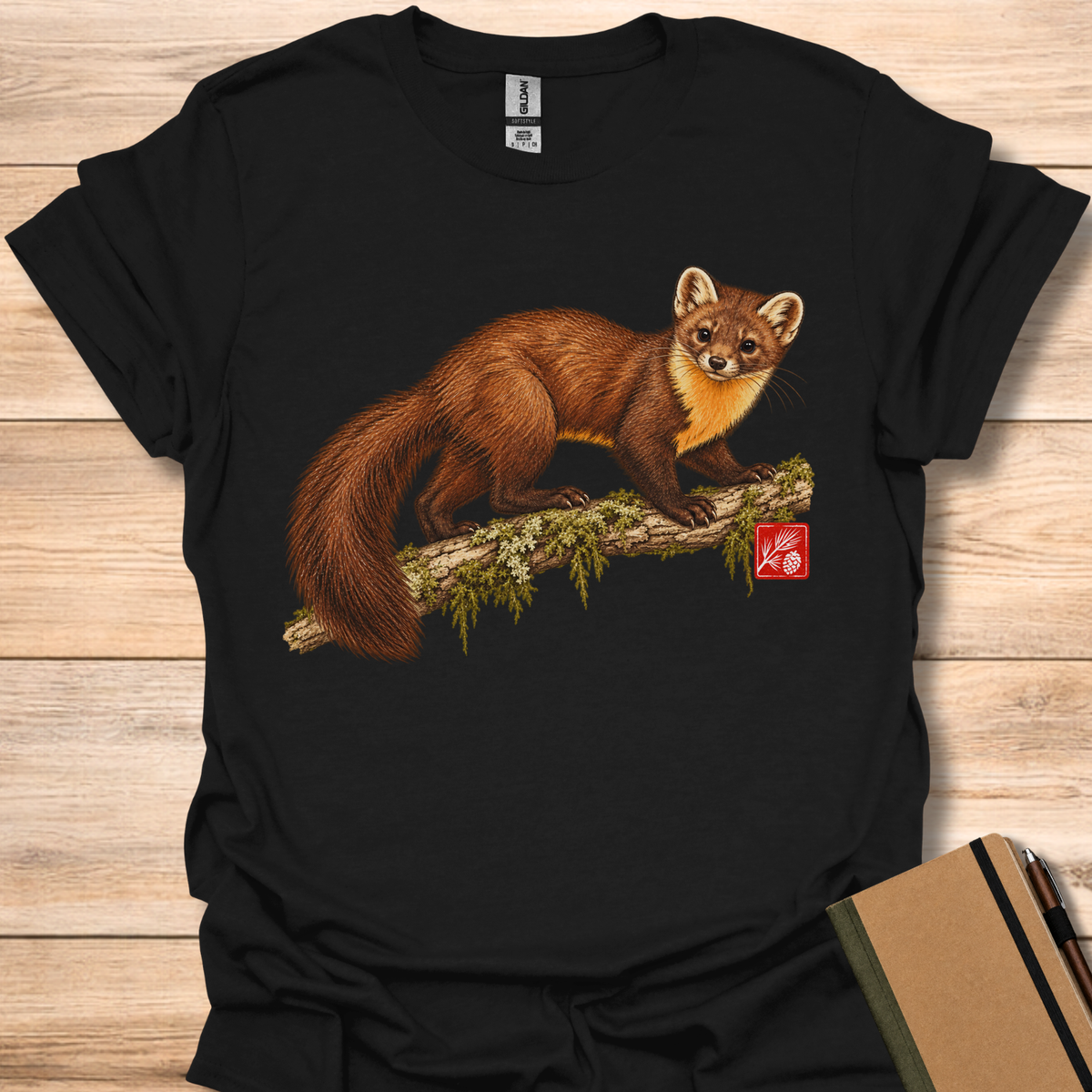 Pine Marten Engraving - Black