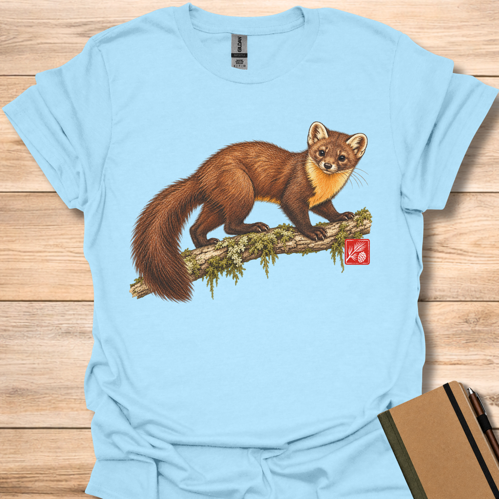 Pine Marten Engraving - Light Blue