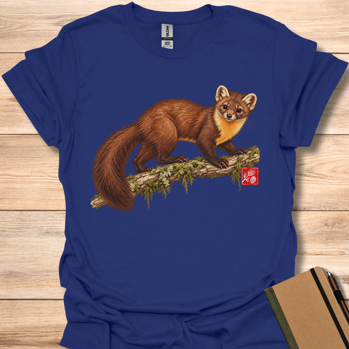 Pine Marten Engraving - Navy