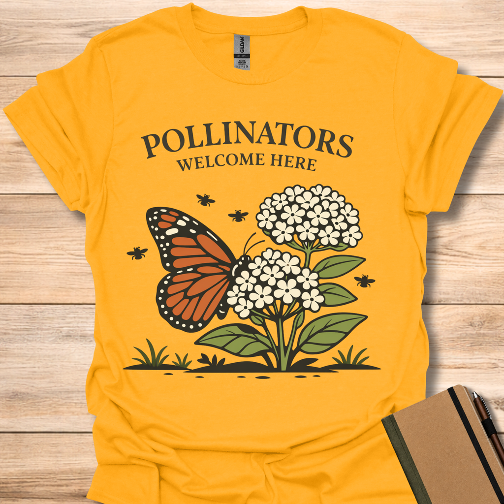 Pollinators Welcome Here - Gold