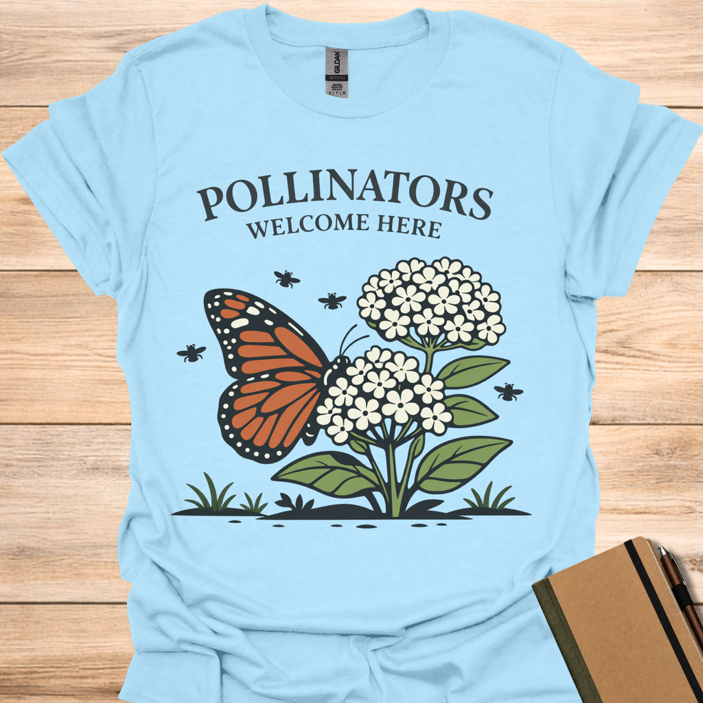 Pollinators Welcome Here - Light Blue