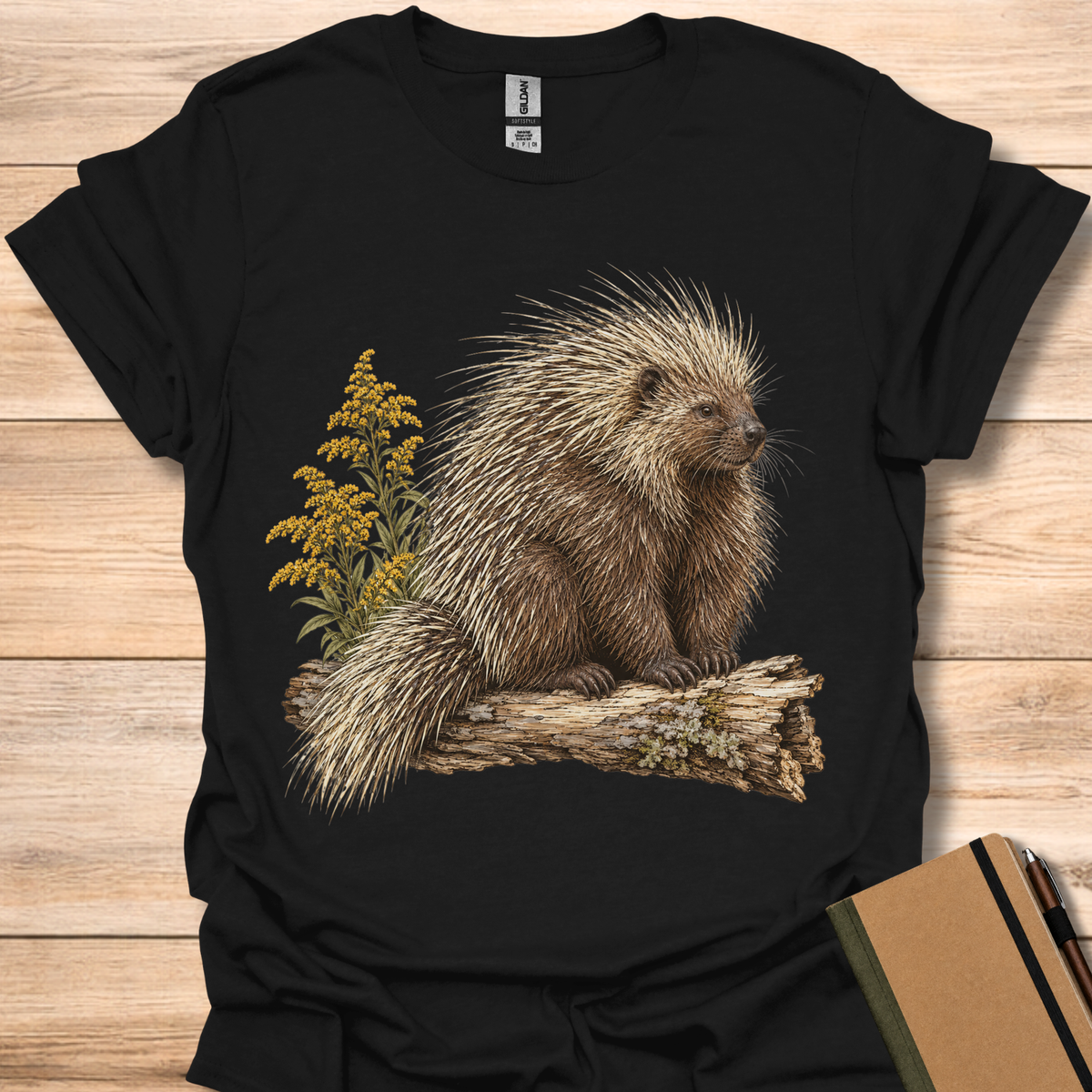 Porcupine In Goldenrod - Black