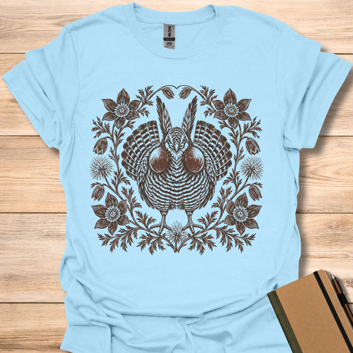 Prairie Chicken Block Print - Light Blue