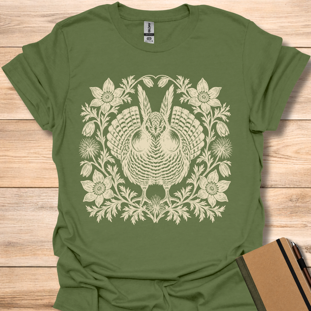 Prairie Chicken Block Print - Military Green