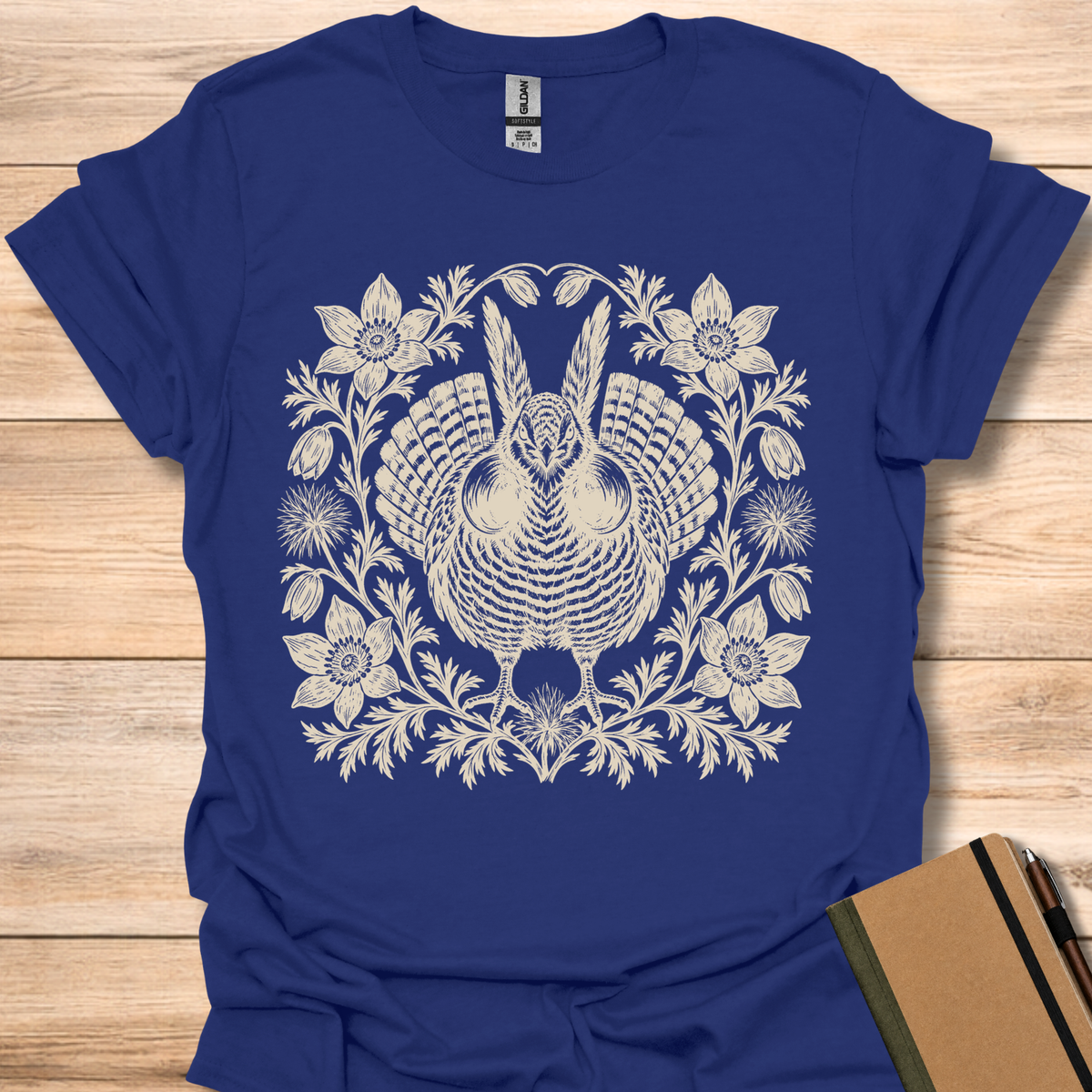 Prairie Chicken Block Print - Navy