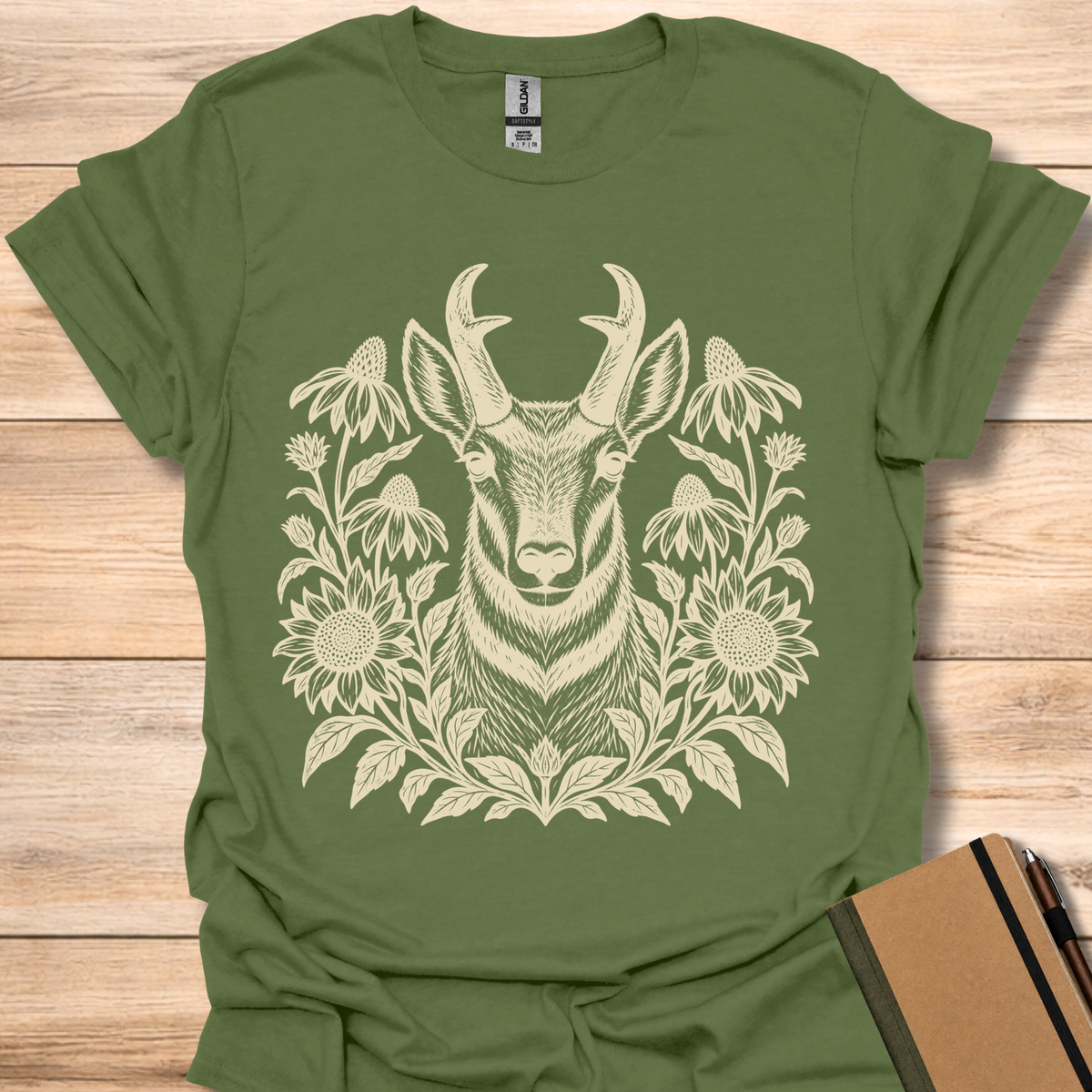Pronghorn Block Print - Military Green