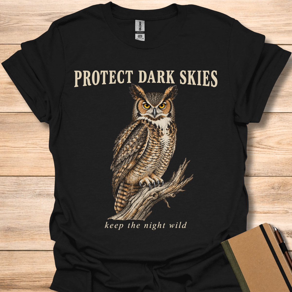 Protect Dark Skies Great Horned Owl - Black